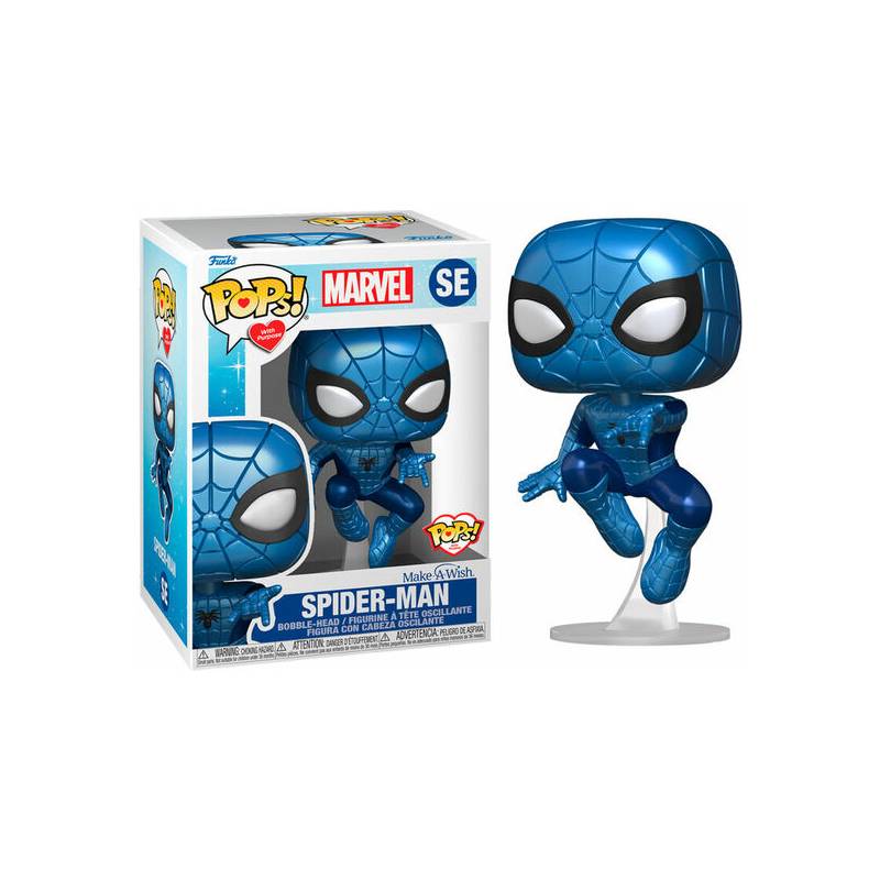 figura pop marvel make a wish spiderman metallic