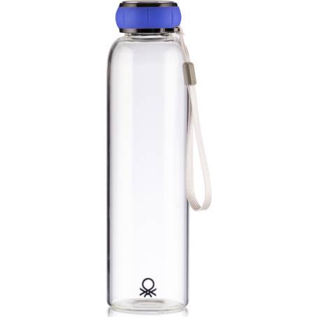 botella de agua 550ml borosilicato tapa azul casa benetton