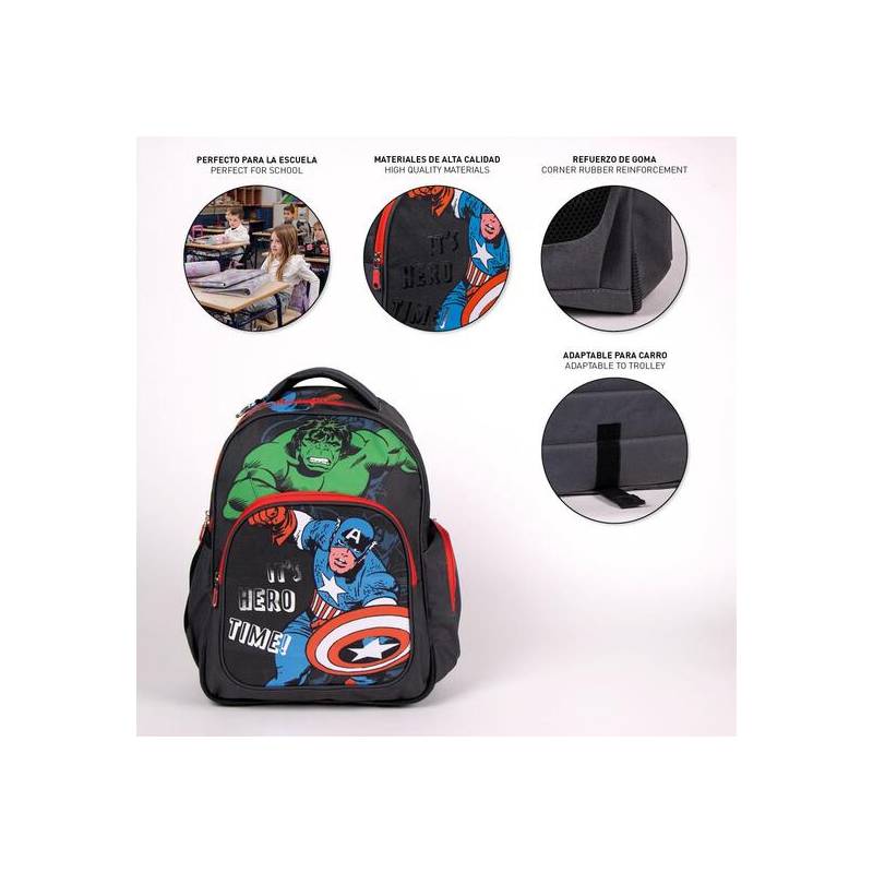 mochila escolar mediana 42 cm avengers black