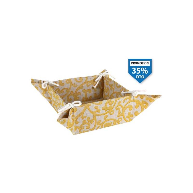 cesta pan algodón amarilla 18x18x9cm
