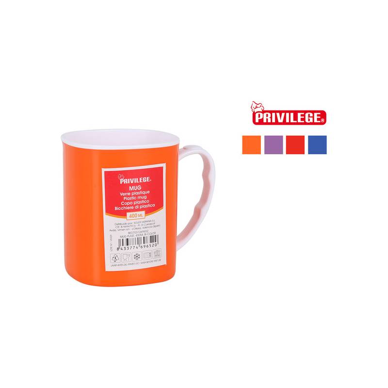 mug plástico 350ml bicolor privilege colores surtidos
