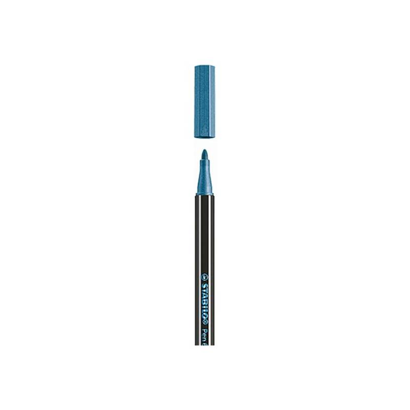 rotulador premium stabilo 68 con punta de fibra 1mm metalico color azul metalico 841