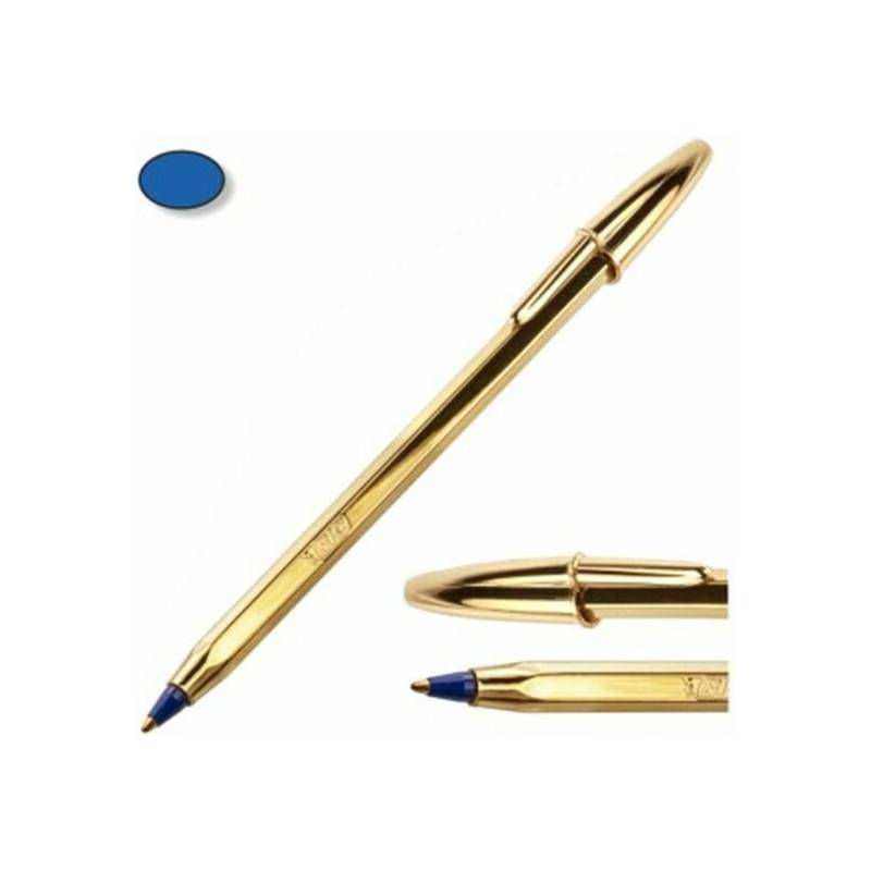 bolígrafo bic cristal shine oro tinta azul 10 mm
