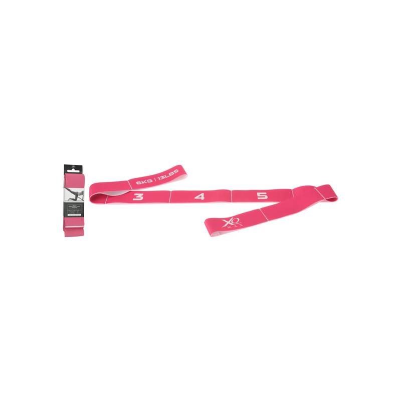 xqmax multi loop light size 1100mmx45mm material latex with polyester pink 225c color with exercises and xqmax print 8 loops 1p