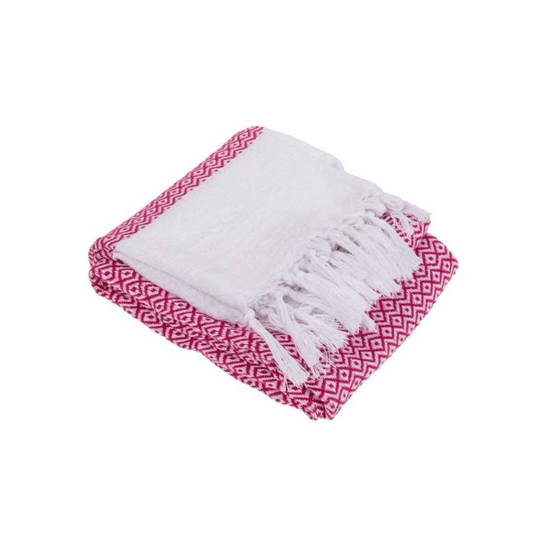 toalla terciopelo rosa y blanca 80 algodón 170x80 cm