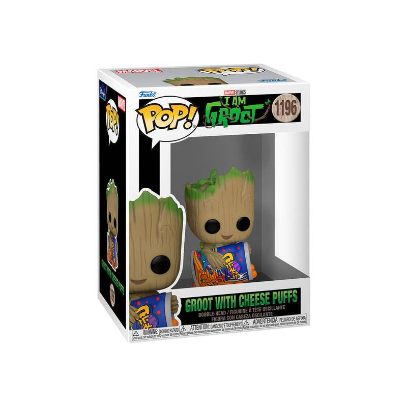 figura pop marvel i am groot groot with cheese puffs
