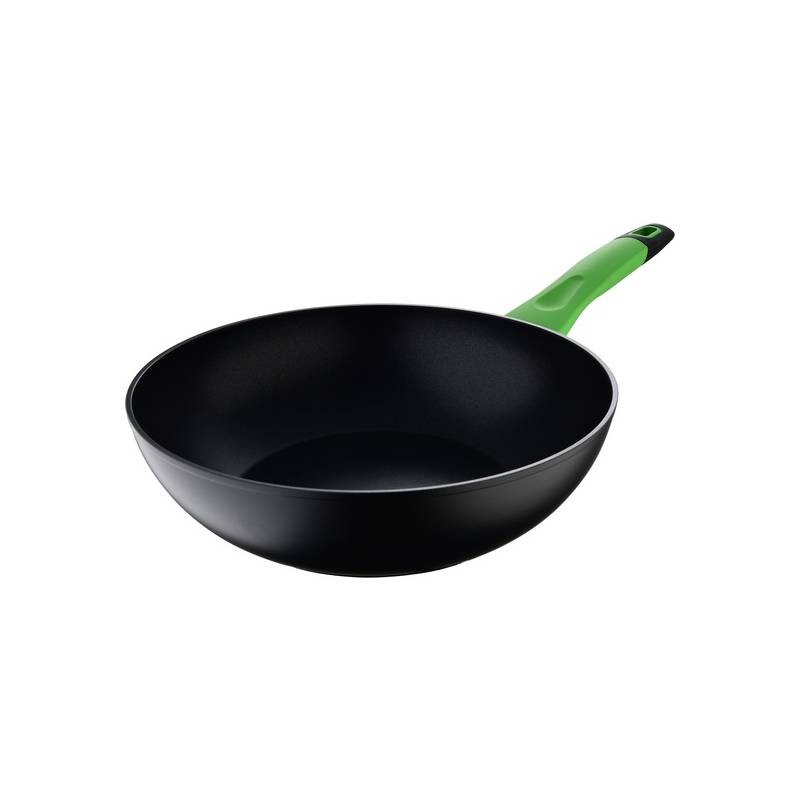 sartén wok san ignacio vitoria de aluminio forjado en color negro apta para induccion ø28 x 54 cm