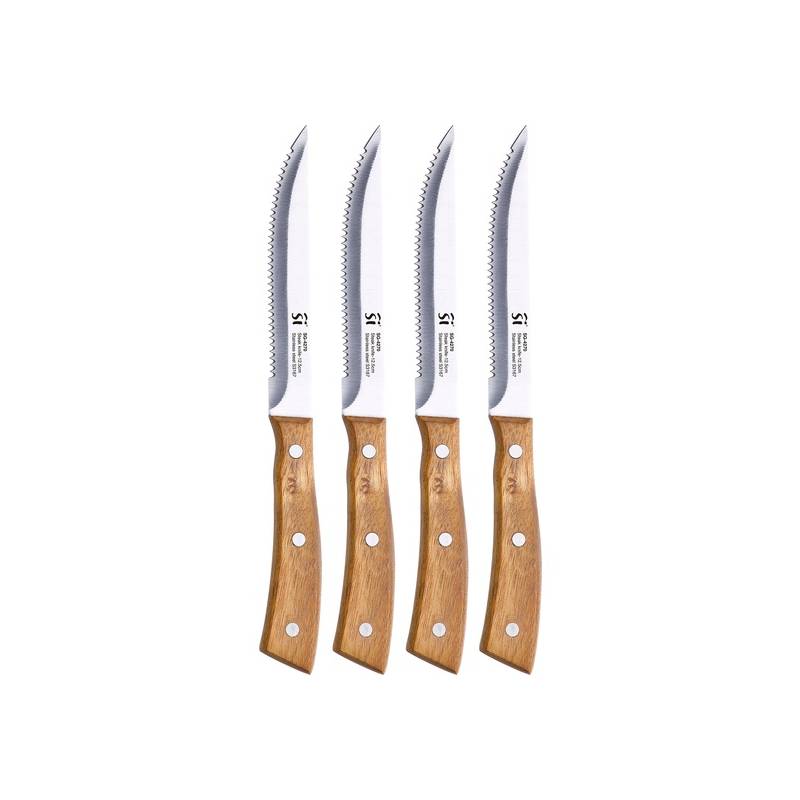 set 4pcs cuchillos chuleteros acero inox compact