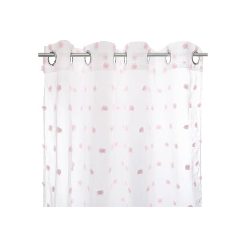 cortina infantil pompones blanca y rosa