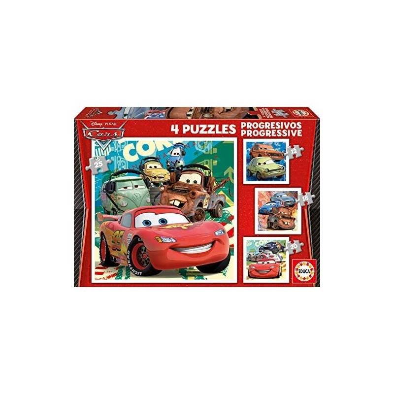 4 puzzles de 12 a 25 piezas cars let s race