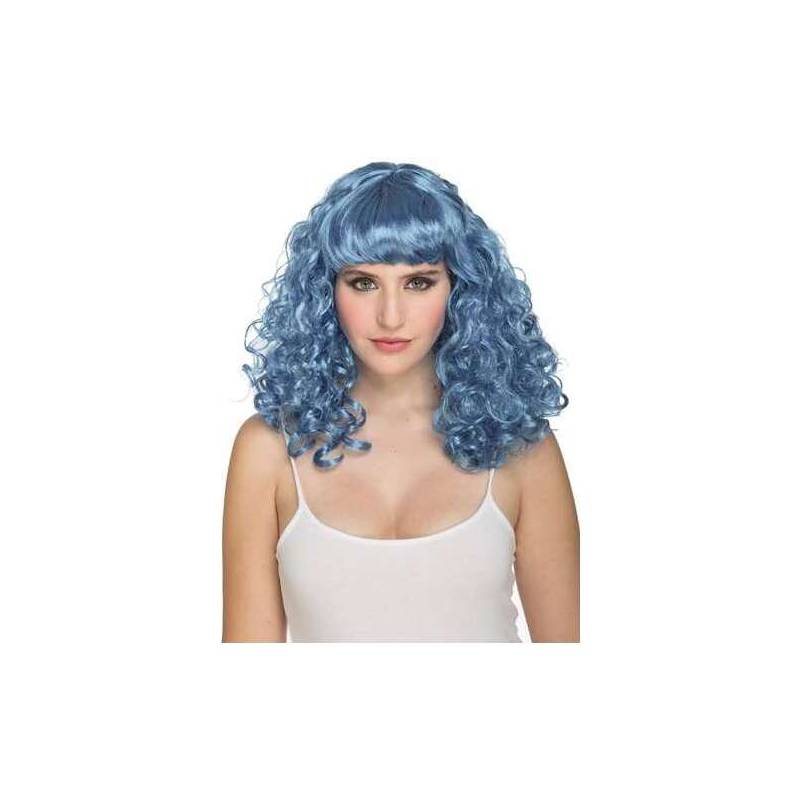 peluca rizada azul con flequillo 165 g