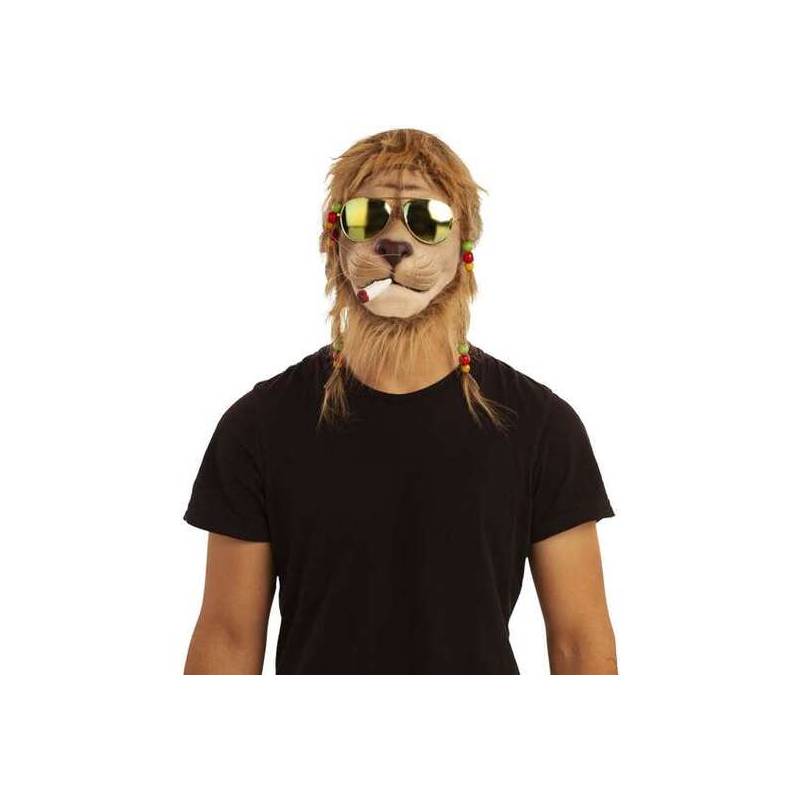 smoking lion with glasses 1 2 mask one size
