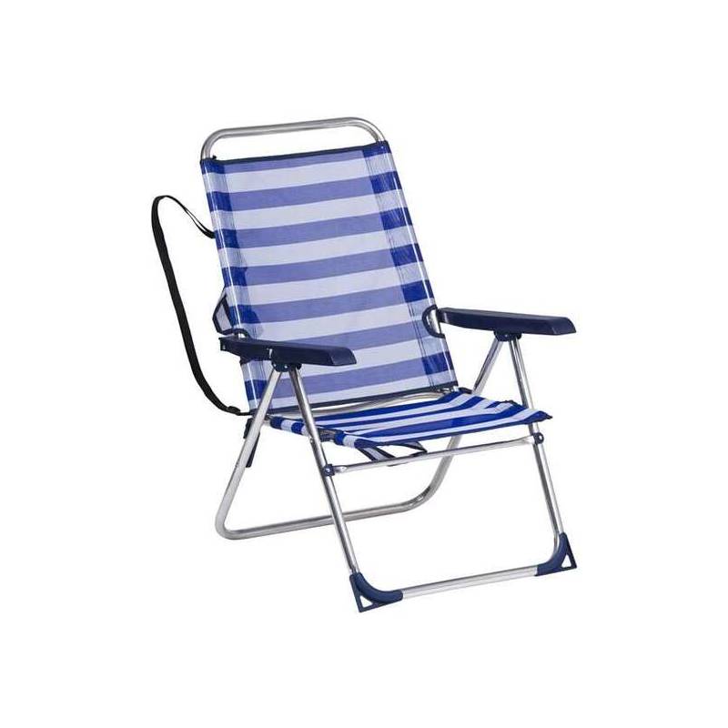 silla playa aluminio multiposiciones con correa color rayas83x55x85cm