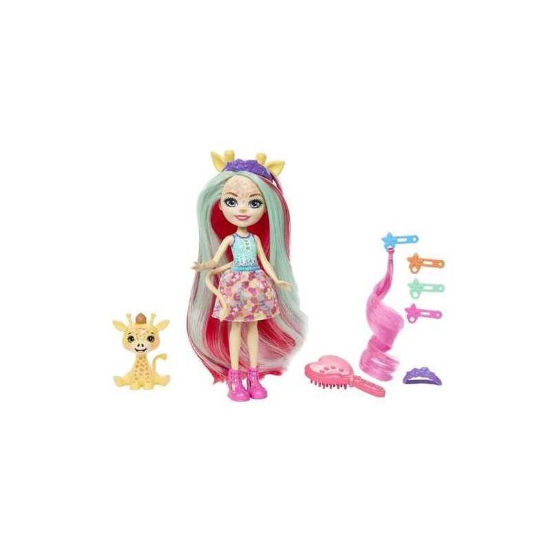 muñeca enchantimals glam party jirafa su pelo es extralargoincluye mascota y accesorios 15 cm