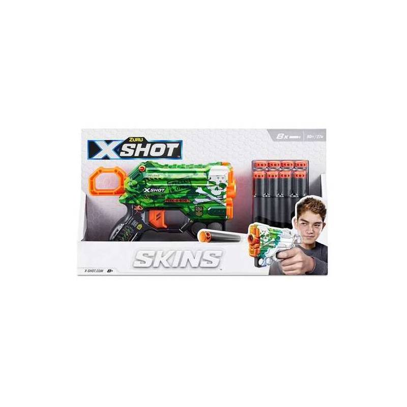 pistola x shot skins menace incluye 8 dardos 15x9x3cm modelos surtidos