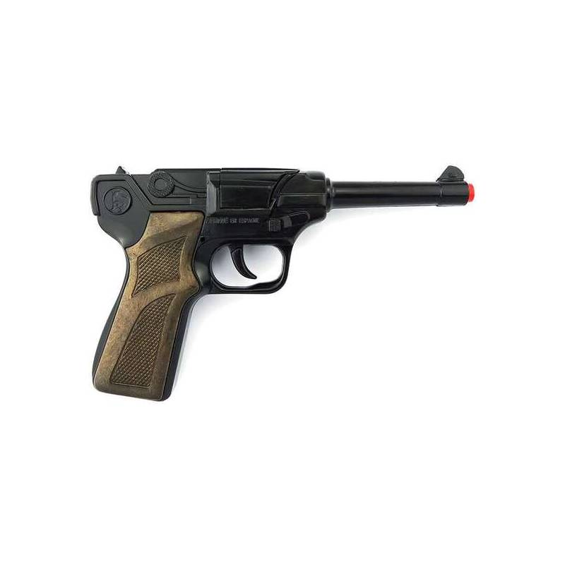pistola policia 8 tiros en negro 17x12x3 cm