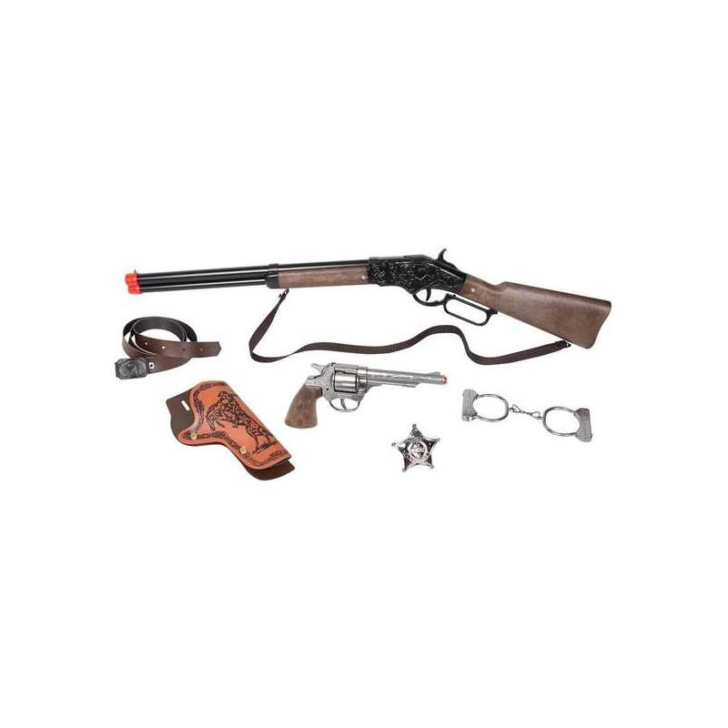 rifle winschester con pistola y accesorios 8 tiros 77x23x5 cm