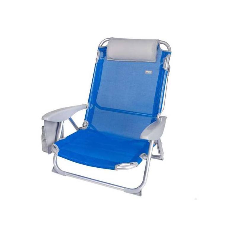 silla playa plegabel aluminio 4 posiciones gomera 51x45x76 cm con cojin y bolso