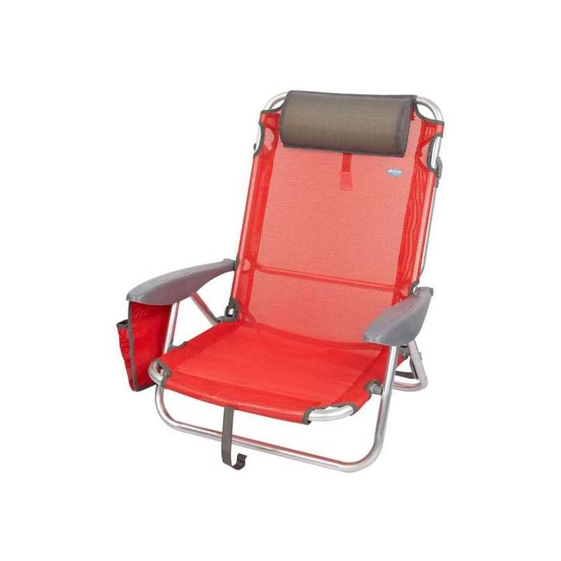 silla playa plegable aluminio 4 posiciones menorca 51x45x76 cm con cojin y bolso