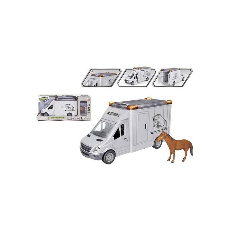 camión para transportar caballos incluye caballo luces y sonidos escala 1 16