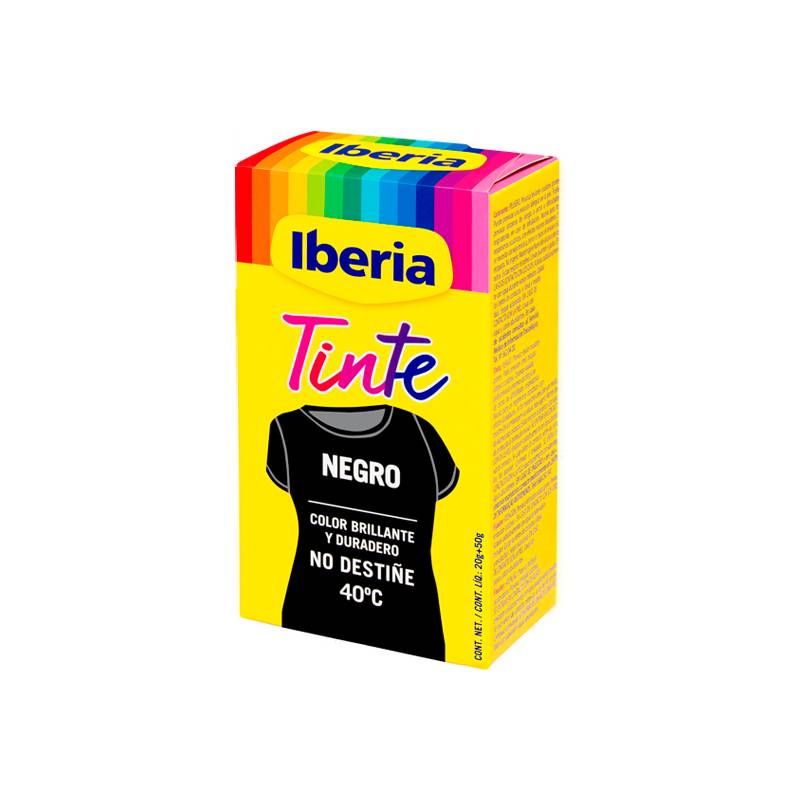 Iberia - Pack de 6, Tinte para Ropa Color Negro, Color Brillante y