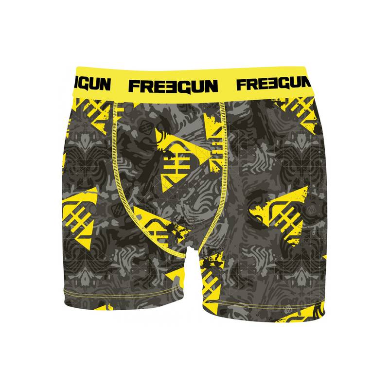 calzoncillo boxer freegun color gris y amarillo para niño
