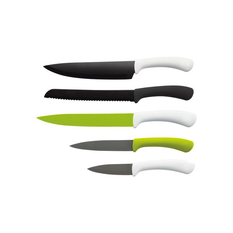 set 5pcs cuchillos acero inox green