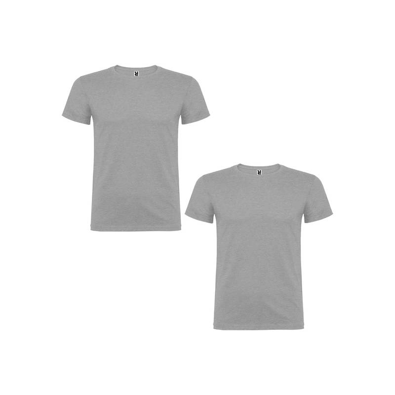 pack de 2 camisetas de manga corta roly gris con cuello redondo doble