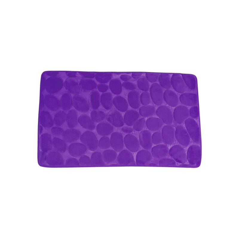 alfombra de baño msv de espuma con efecto piedras en color violeta 50 x 80 cm