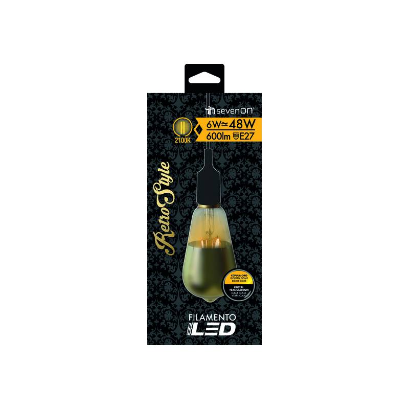 bombilla led decorativa st64 filamento regulable cupula oro transparente