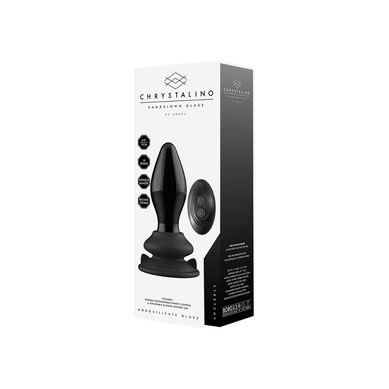 stretchy glass vibrator with suction cup and remote rechargeable 10 velocidades negro
