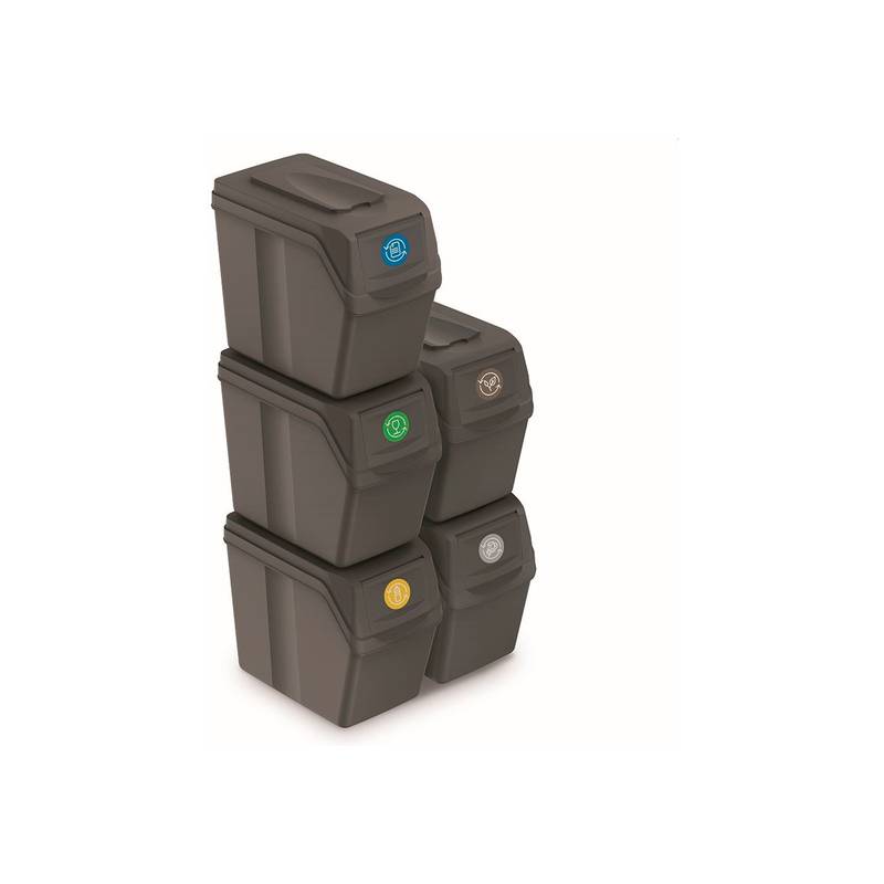 juego de 5 cubos de reciclaje 100l prosperplast sortibox de plastico en color gris