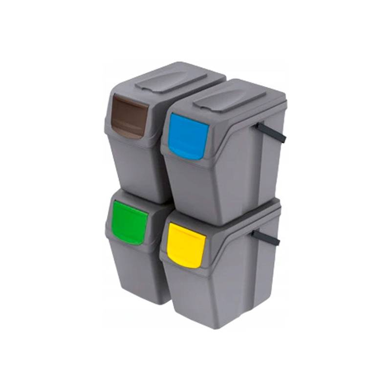 juego de 4 cubos de reciclaje 100l prosperplast sortibox de plastico en color gris