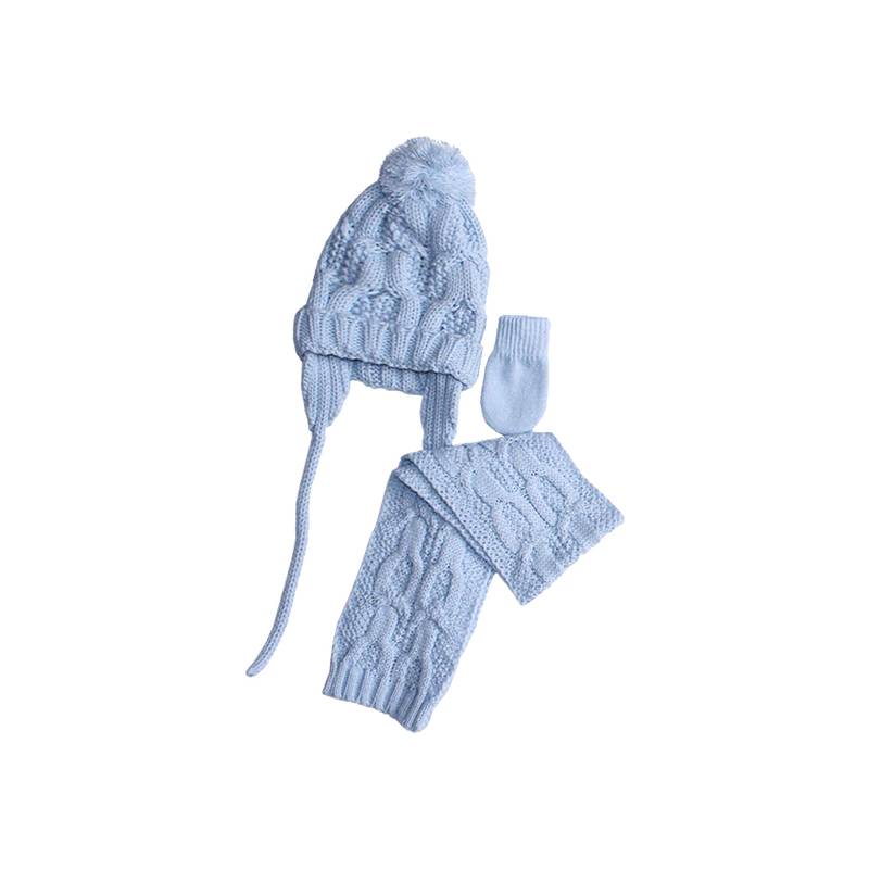 conjunto de guantes gorro y bufanda para recién nacidos de 0 a 6 meses color azul celeste