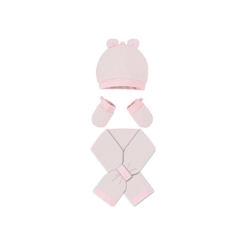 conjunto de guantes gorro y bufanda para recién nacidos de 0 a 6 meses color rosa