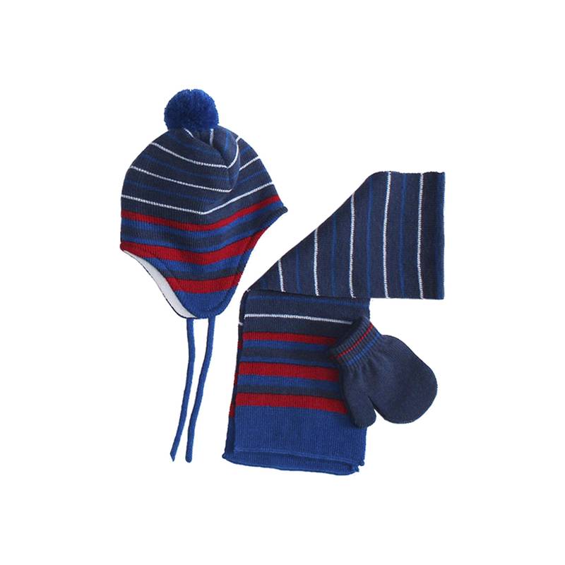 conjunto de guantes gorro y bufanda para bebés de 9 a 18 meses color azul marengo