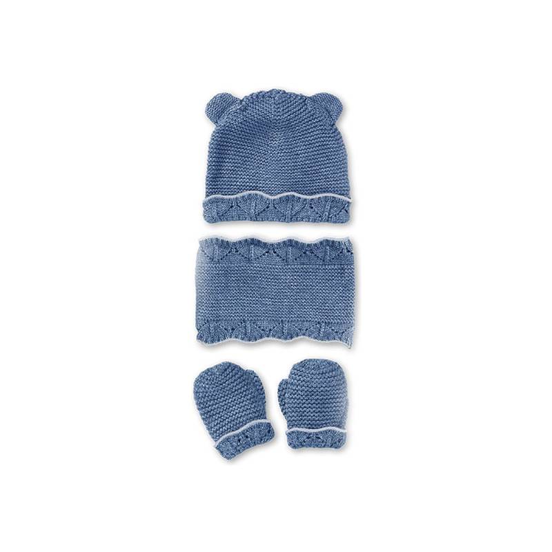conjunto de guantes gorro y bufanda para bebés de 9 a 18 meses color azul