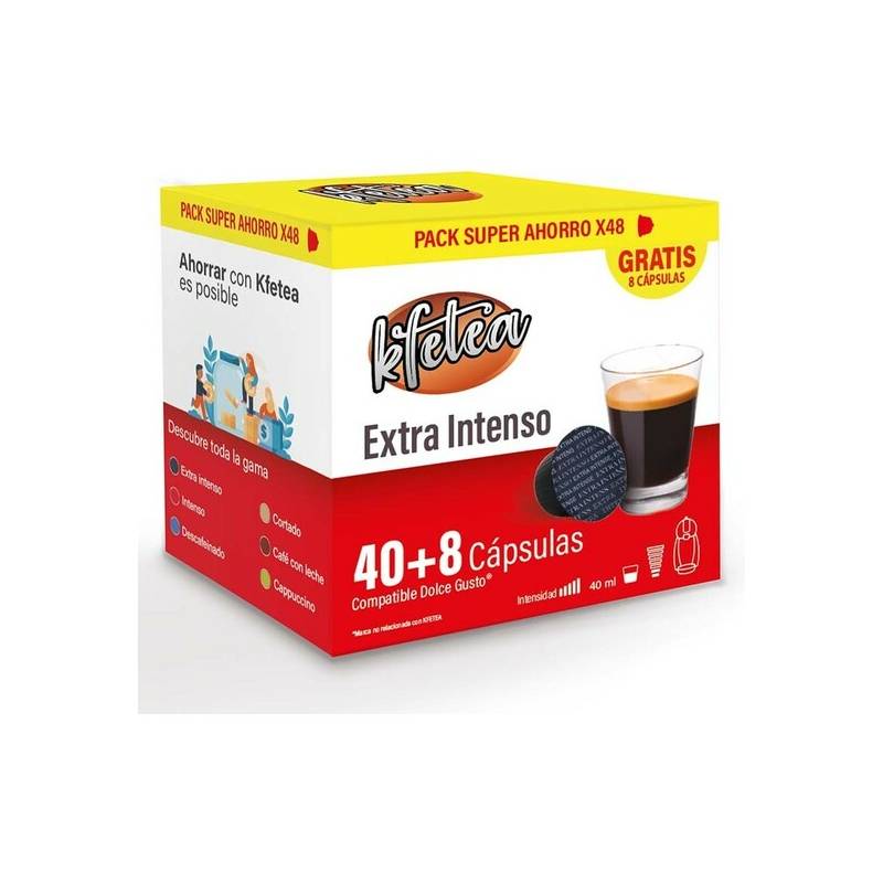 café extra intenso dolce gusto compatible marca kfetea 48 cápsulas