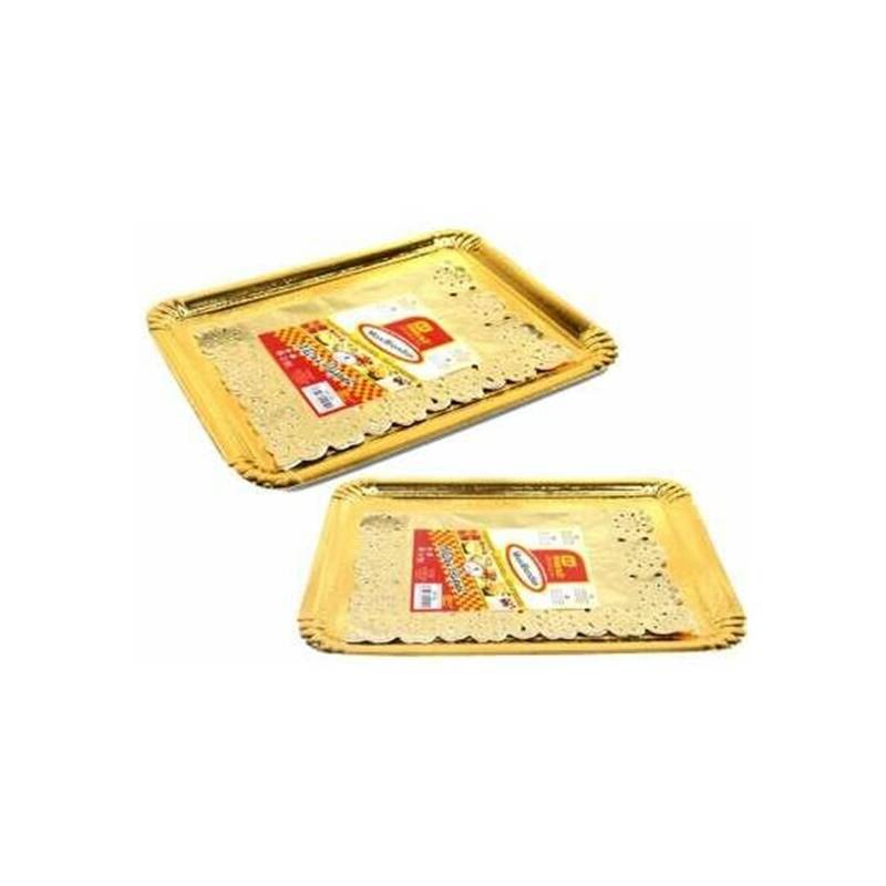 bandeja carton dorada rectangular 25x34cm