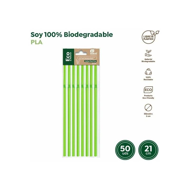 pajitas flexibles biodegrables verdeblanco