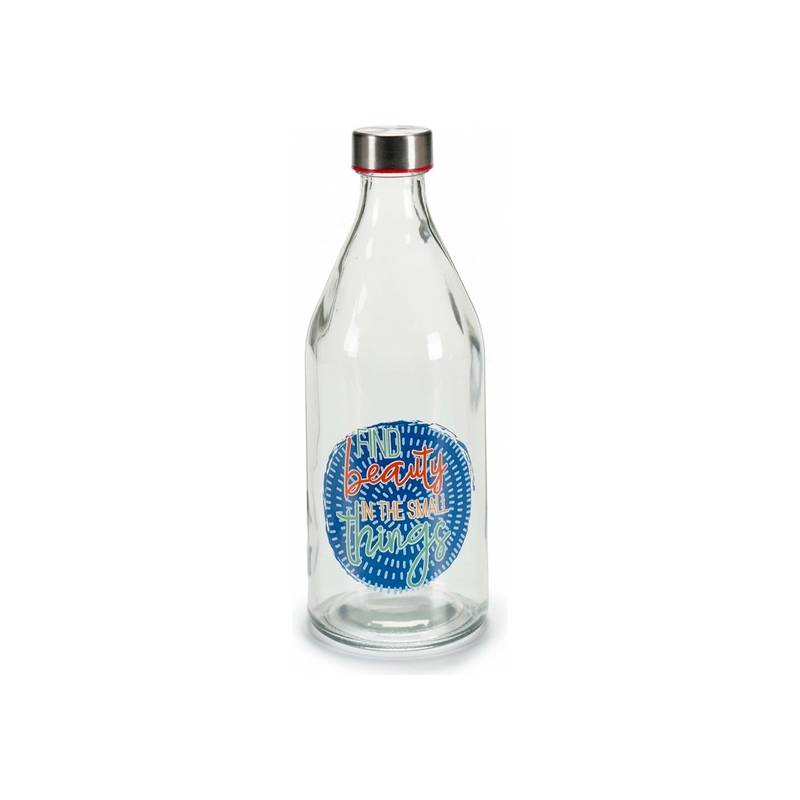 botella cristal frases 1 litro tapón acero 25x9