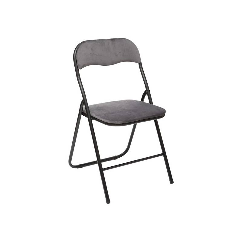 silla plegable de terciopelo gris